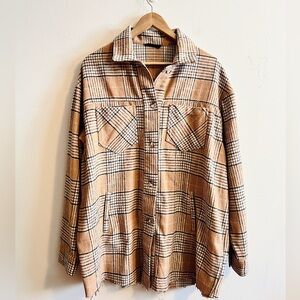 Akair Plaid Tan Women's Wool Blend Western Core Shacket